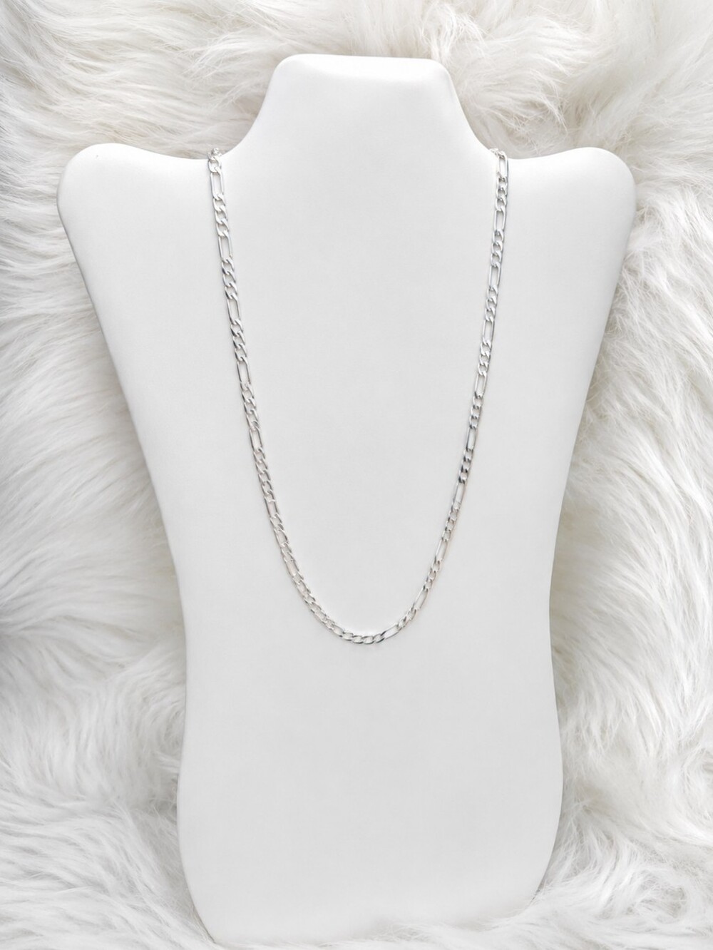 NEW 5mm Figaro Chain Necklace Size 20" Silver Plated Mens Woman Teen - Picture 2 of 6